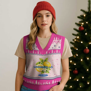 Vintage Limoncello Lemon Liqueur V-Neck Knit Sweater Vest Citrus Fruit Botanical Italian Summer Graphic TS10 Hot Pink Print Your Wear