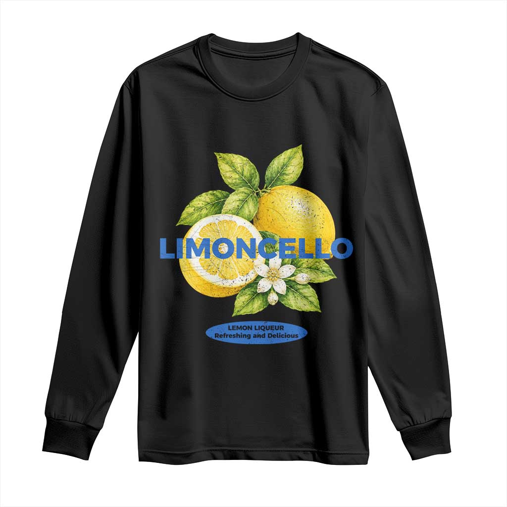Vintage Limoncello Lemon Liqueur Long Sleeve Shirt Citrus Fruit Botanical Italian Summer Graphic TS10 Black Print Your Wear