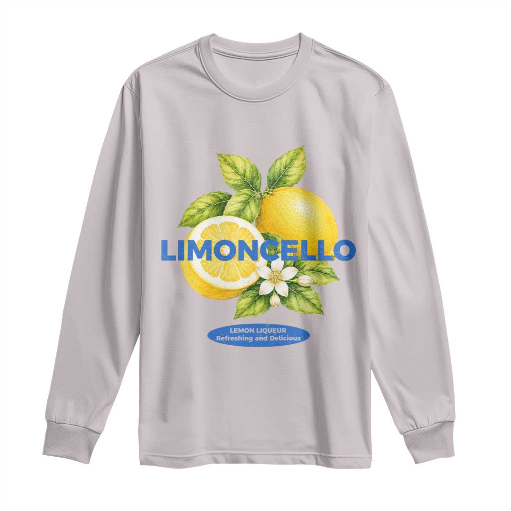 Vintage Limoncello Lemon Liqueur Long Sleeve Shirt Citrus Fruit Botanical Italian Summer Graphic TS10 Ice Gray Print Your Wear