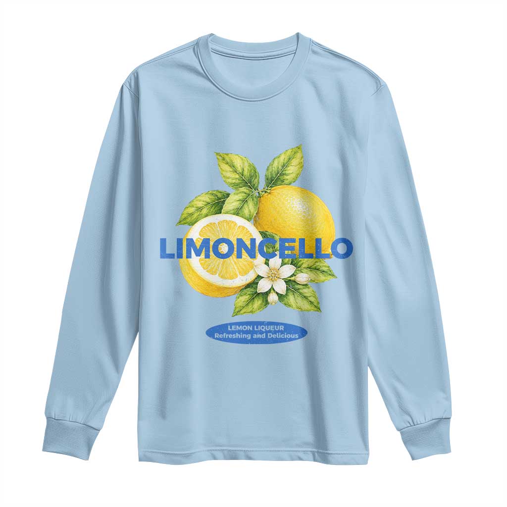 Vintage Limoncello Lemon Liqueur Long Sleeve Shirt Citrus Fruit Botanical Italian Summer Graphic TS10 Light Blue Print Your Wear