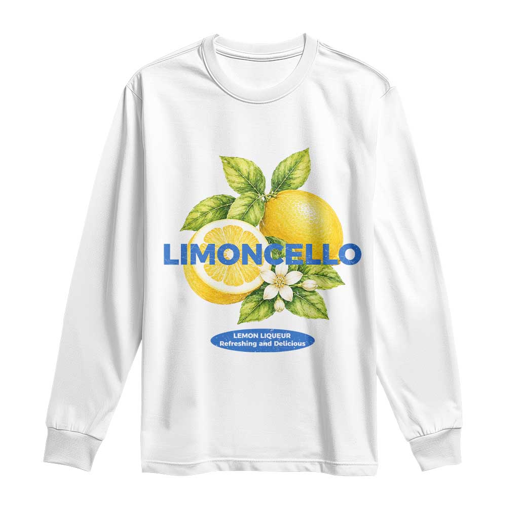 Vintage Limoncello Lemon Liqueur Long Sleeve Shirt Citrus Fruit Botanical Italian Summer Graphic