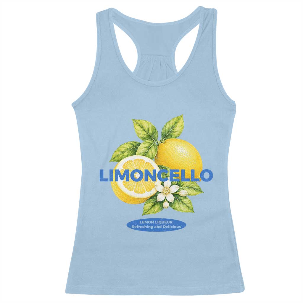 Vintage Limoncello Lemon Liqueur Racerback Tank Top Citrus Fruit Botanical Italian Summer Graphic TS10 Light Blue Print Your Wear