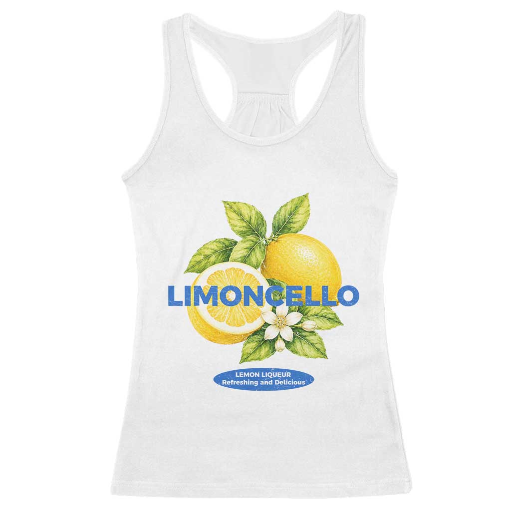 Vintage Limoncello Lemon Liqueur Racerback Tank Top Citrus Fruit Botanical Italian Summer Graphic TS10 White Print Your Wear