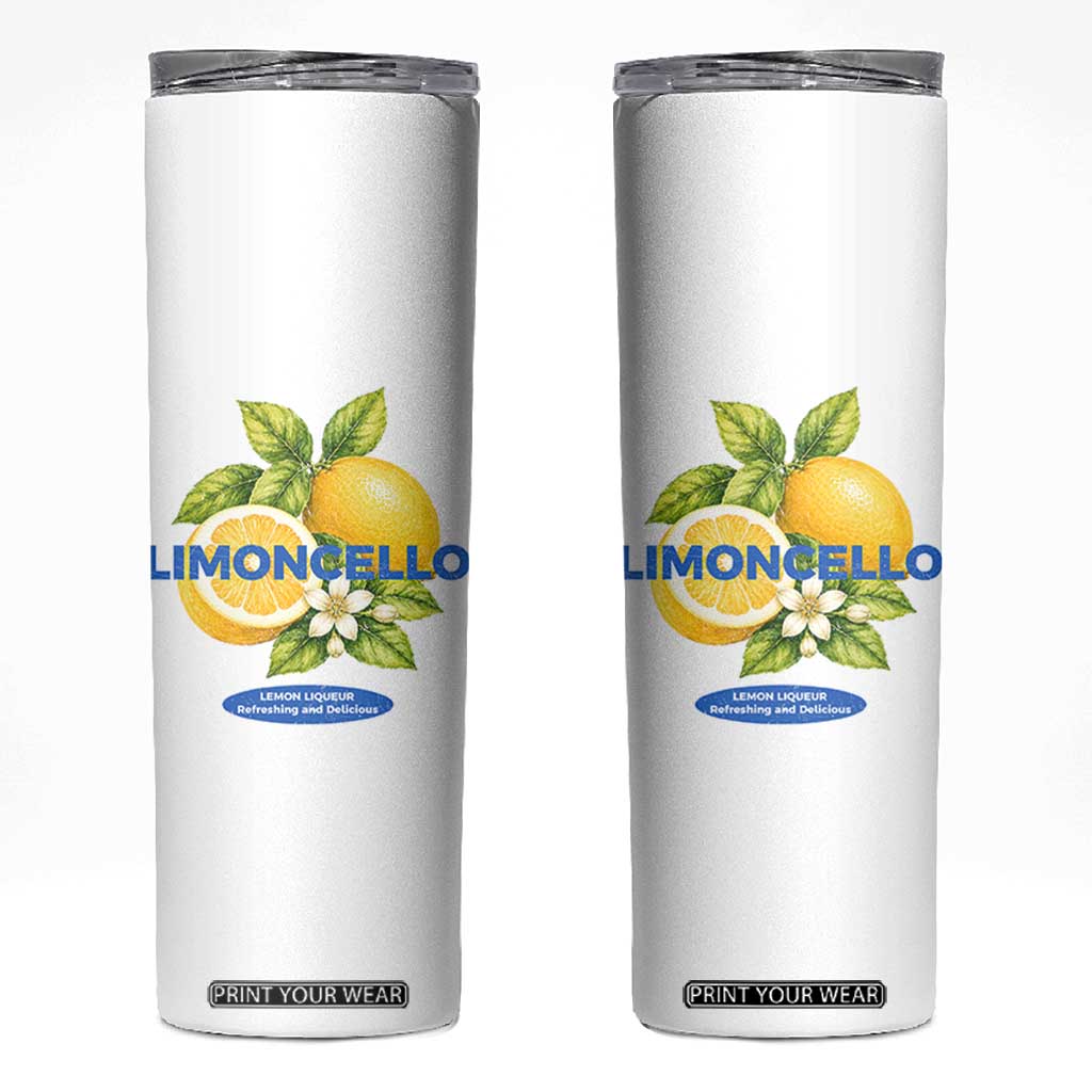 Vintage Limoncello Lemon Liqueur Skinny Tumbler Citrus Fruit Botanical Italian Summer Graphic TS10 White Print Your Wear