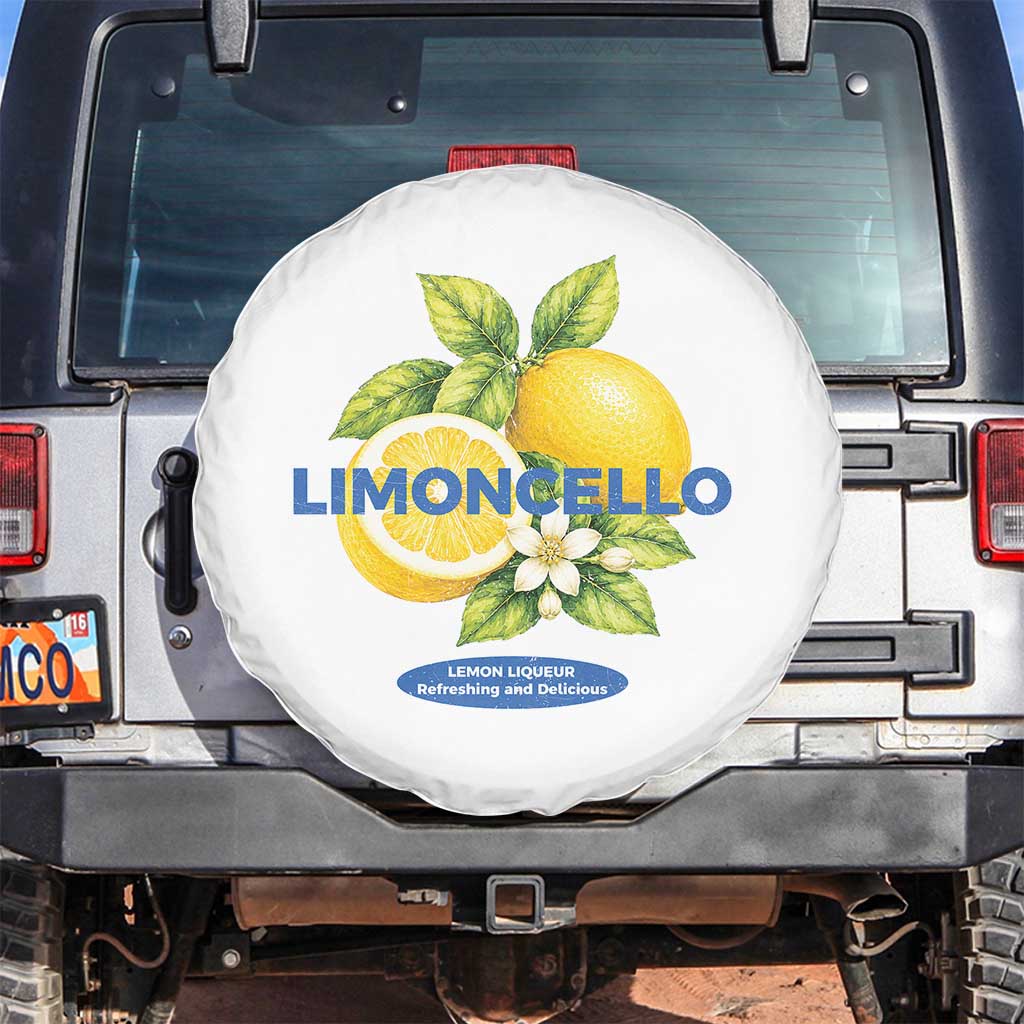 Vintage Limoncello Lemon Liqueur Spare Tire Cover Citrus Fruit Botanical Italian Summer Graphic TS10 No hole White Print Your Wear