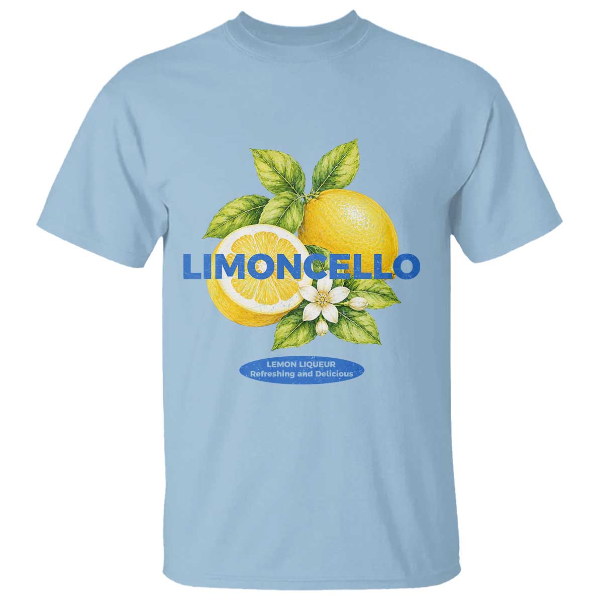 Vintage Limoncello Lemon Liqueur T Shirt Citrus Fruit Botanical Italian Summer Graphic TS10 Light Blue Print Your Wear