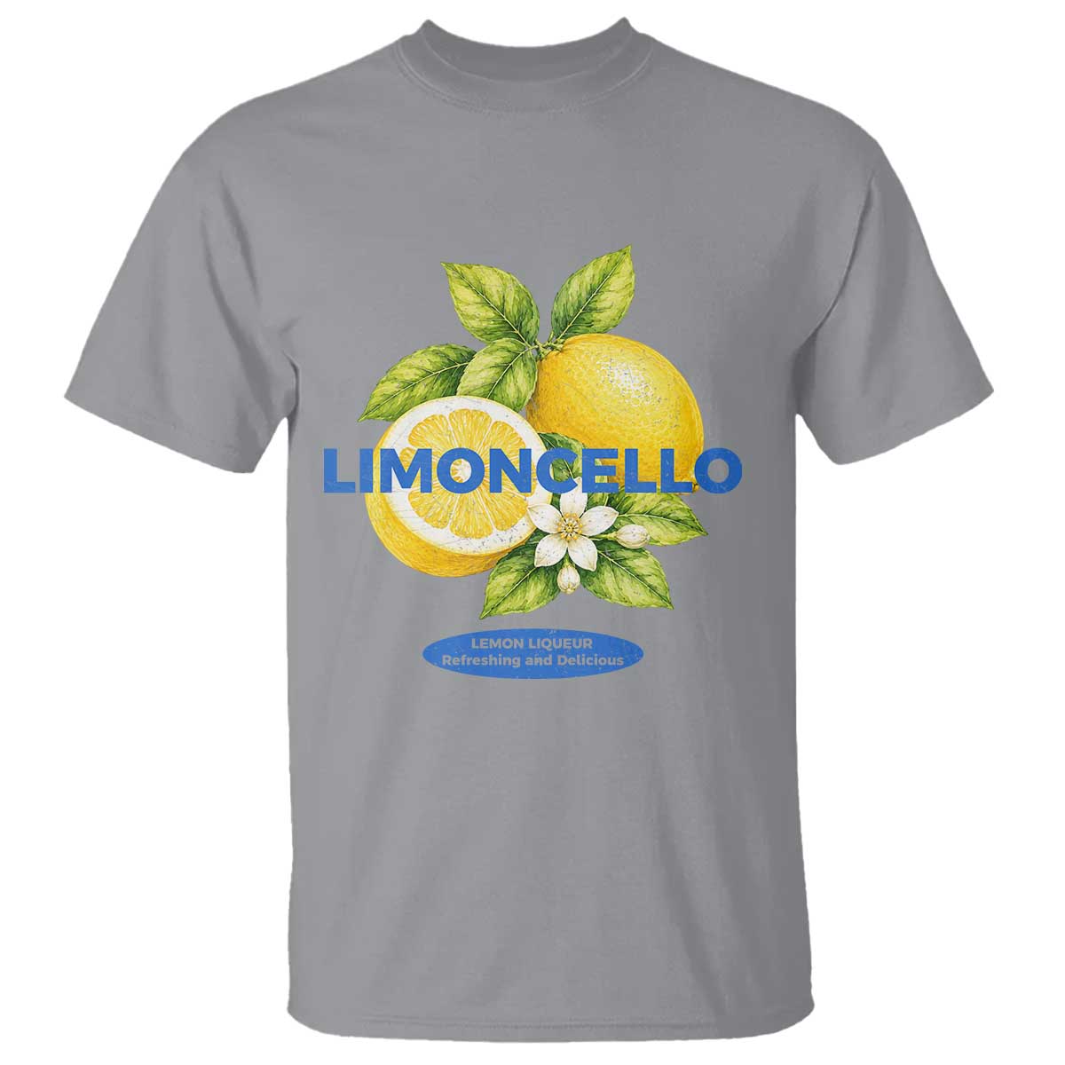 Vintage Limoncello Lemon Liqueur T Shirt Citrus Fruit Botanical Italian Summer Graphic TS10 Sport Gray Print Your Wear