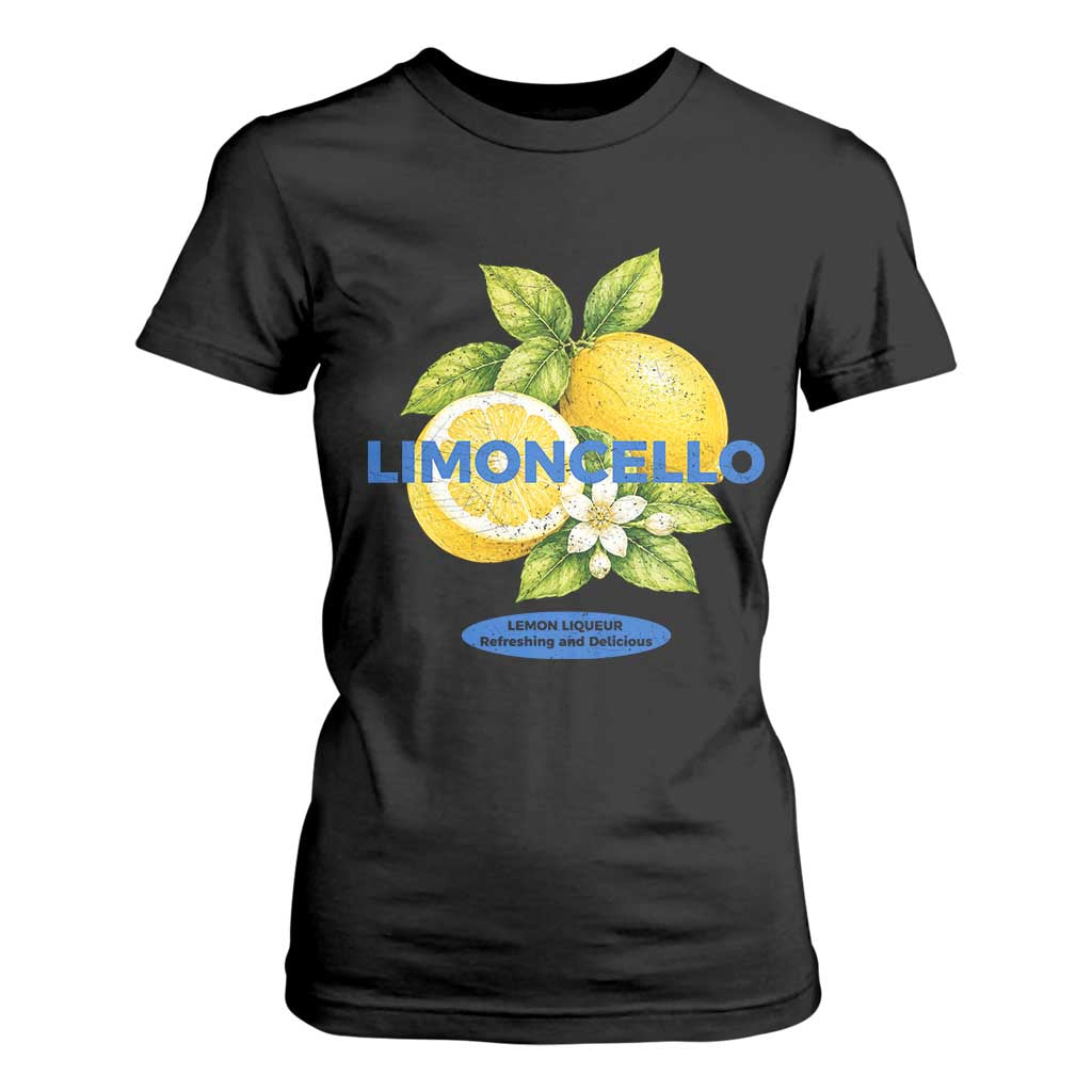 Vintage Limoncello Lemon Liqueur T Shirt For Women Citrus Fruit Botanical Italian Summer Graphic TS10 Black Print Your Wear