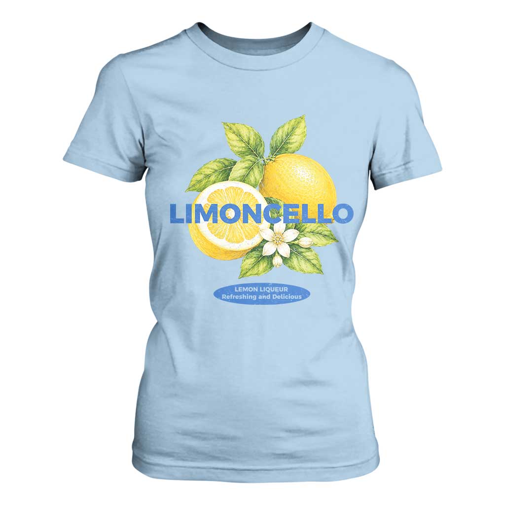 Vintage Limoncello Lemon Liqueur T Shirt For Women Citrus Fruit Botanical Italian Summer Graphic TS10 Light Blue Print Your Wear