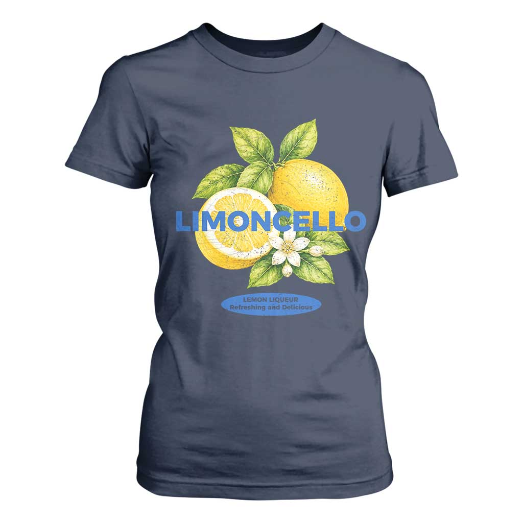Vintage Limoncello Lemon Liqueur T Shirt For Women Citrus Fruit Botanical Italian Summer Graphic TS10 Navy Print Your Wear