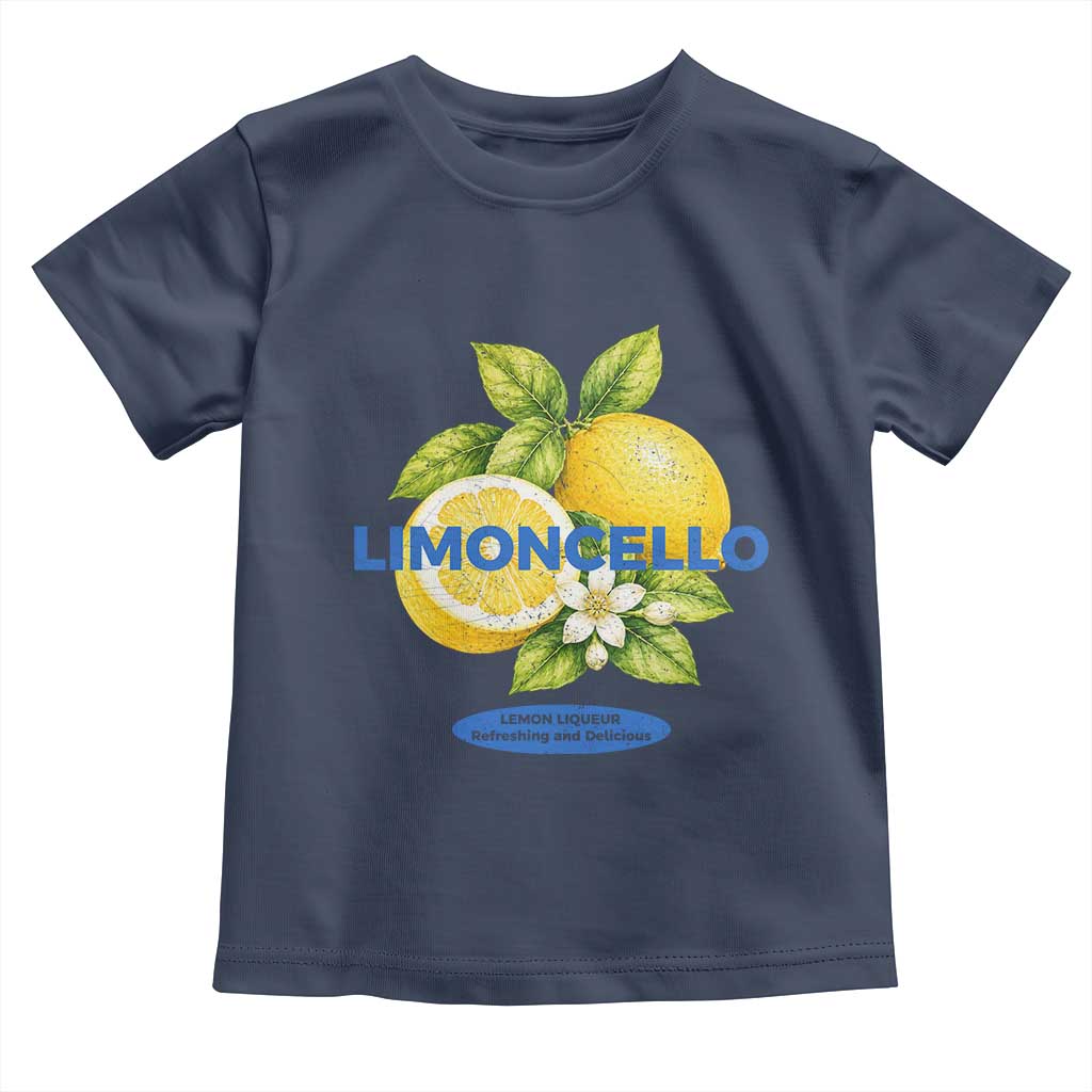 Vintage Limoncello Lemon Liqueur Toddler T Shirt Citrus Fruit Botanical Italian Summer Graphic TS10 Navy Print Your Wear