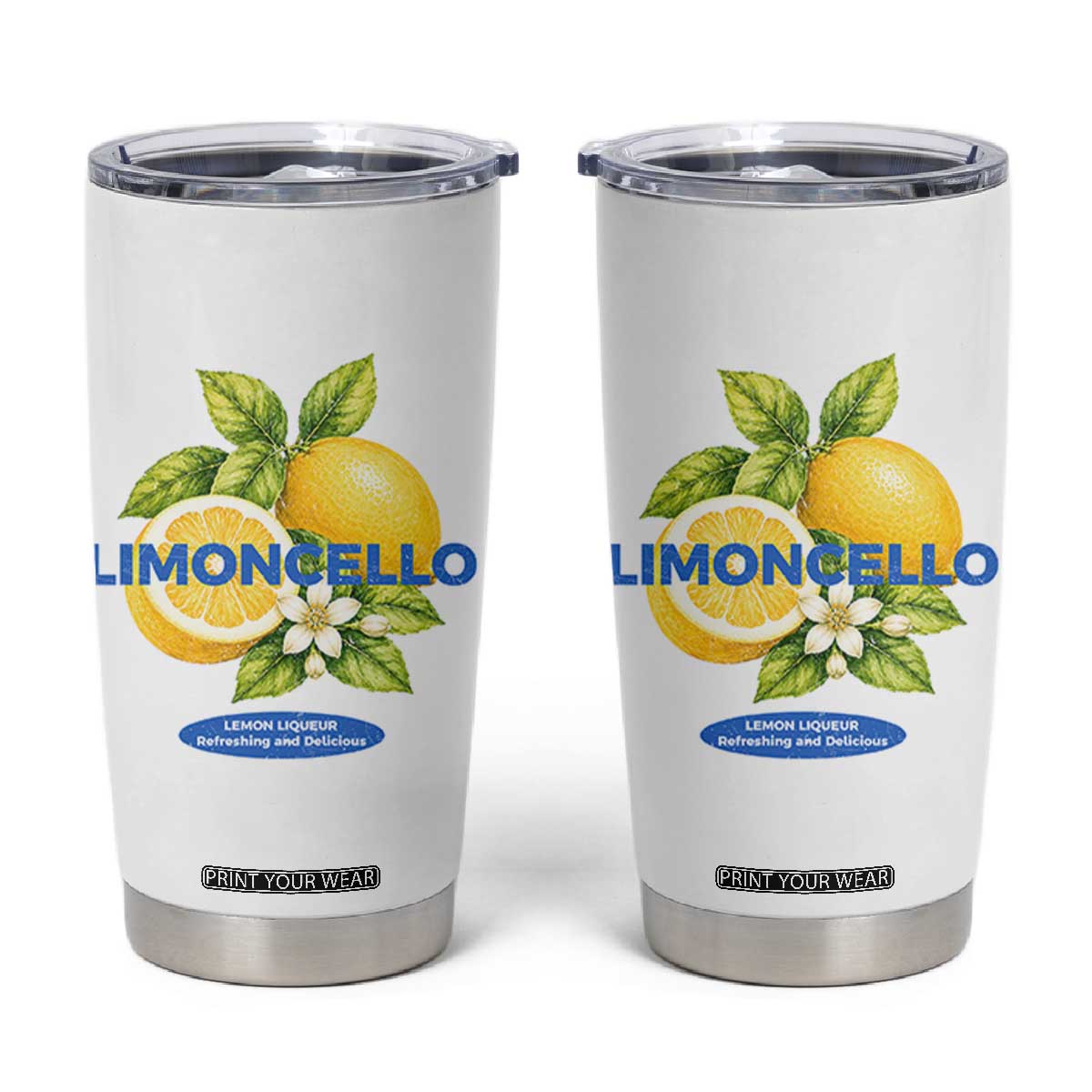 Vintage Limoncello Lemon Liqueur Tumbler Cup Citrus Fruit Botanical Italian Summer Graphic TS10 White Print Your Wear