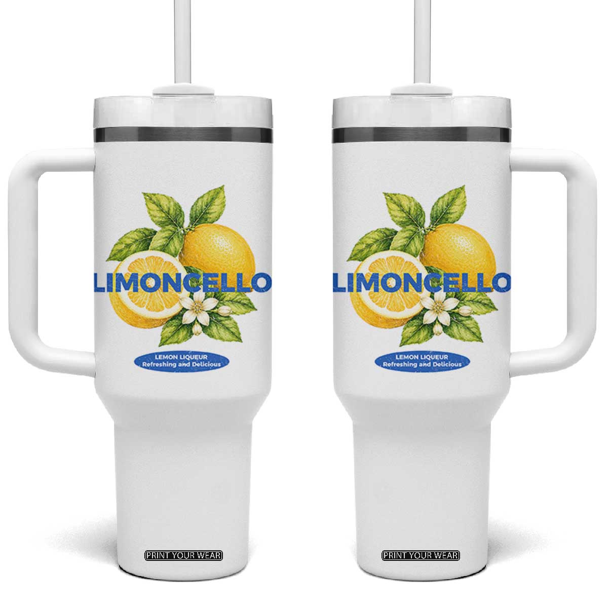 Vintage Limoncello Lemon Liqueur Tumbler With Handle Citrus Fruit Botanical Italian Summer Graphic TS10 One Size: 40 oz White Print Your Wear
