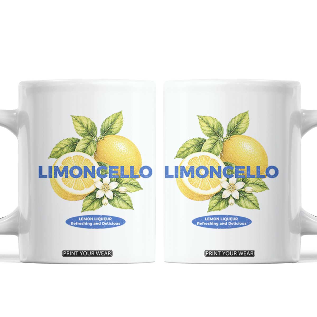 Vintage Limoncello Lemon Liqueur Coffee Mug Citrus Fruit Botanical Italian Summer Graphic