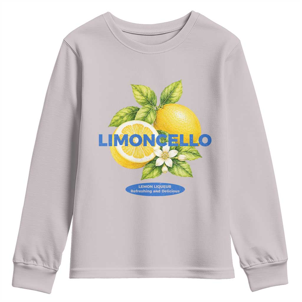 Vintage Limoncello Lemon Liqueur Youth Sweatshirt Citrus Fruit Botanical Italian Summer Graphic TS10 Ice Gray Print Your Wear