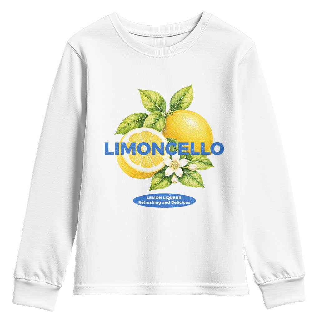 Vintage Limoncello Lemon Liqueur Youth Sweatshirt Citrus Fruit Botanical Italian Summer Graphic TS10 White Print Your Wear