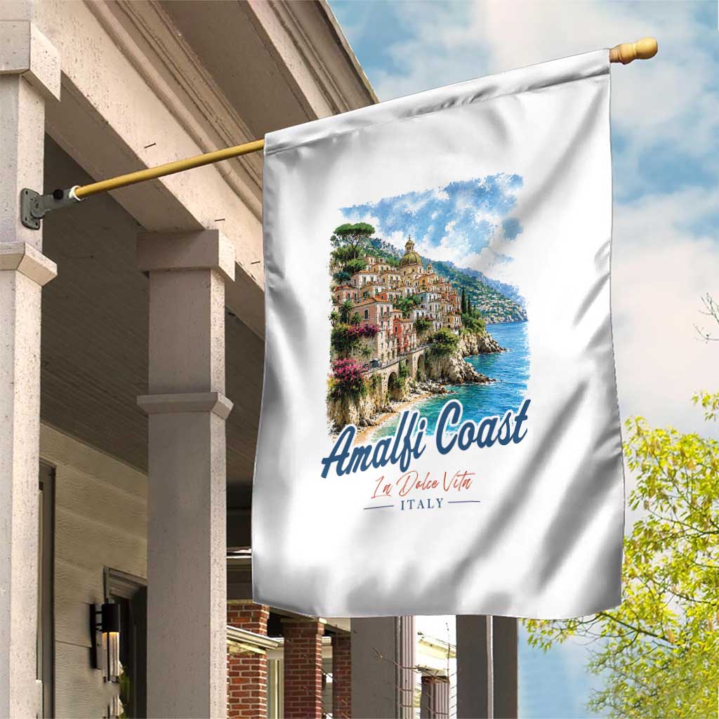 Amalfi Coast Garden Flag La Dolce Vita Italy Coastal Village Vintage Mediterranean Paradise