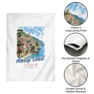 Amalfi Coast Garden Flag La Dolce Vita Italy Coastal Village Vintage Mediterranean Paradise