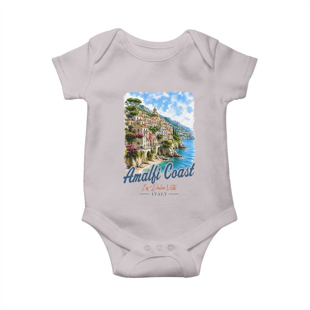 Amalfi Coast Baby Onesie La Dolce Vita Italy Coastal Village Vintage Mediterranean Paradise TS10 Ice Gray Print Your Wear