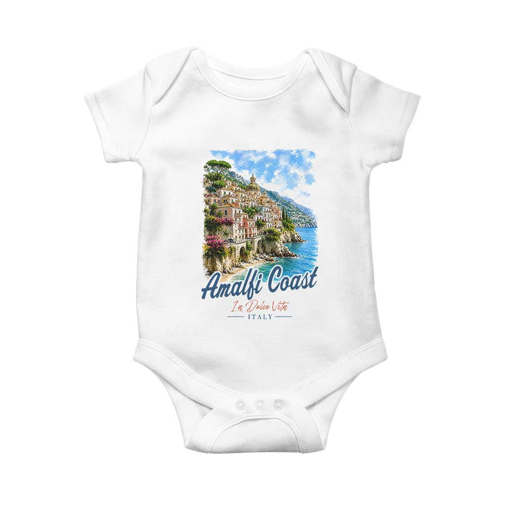 Amalfi Coast Baby Onesie La Dolce Vita Italy Coastal Village Vintage Mediterranean Paradise TS10 White Print Your Wear