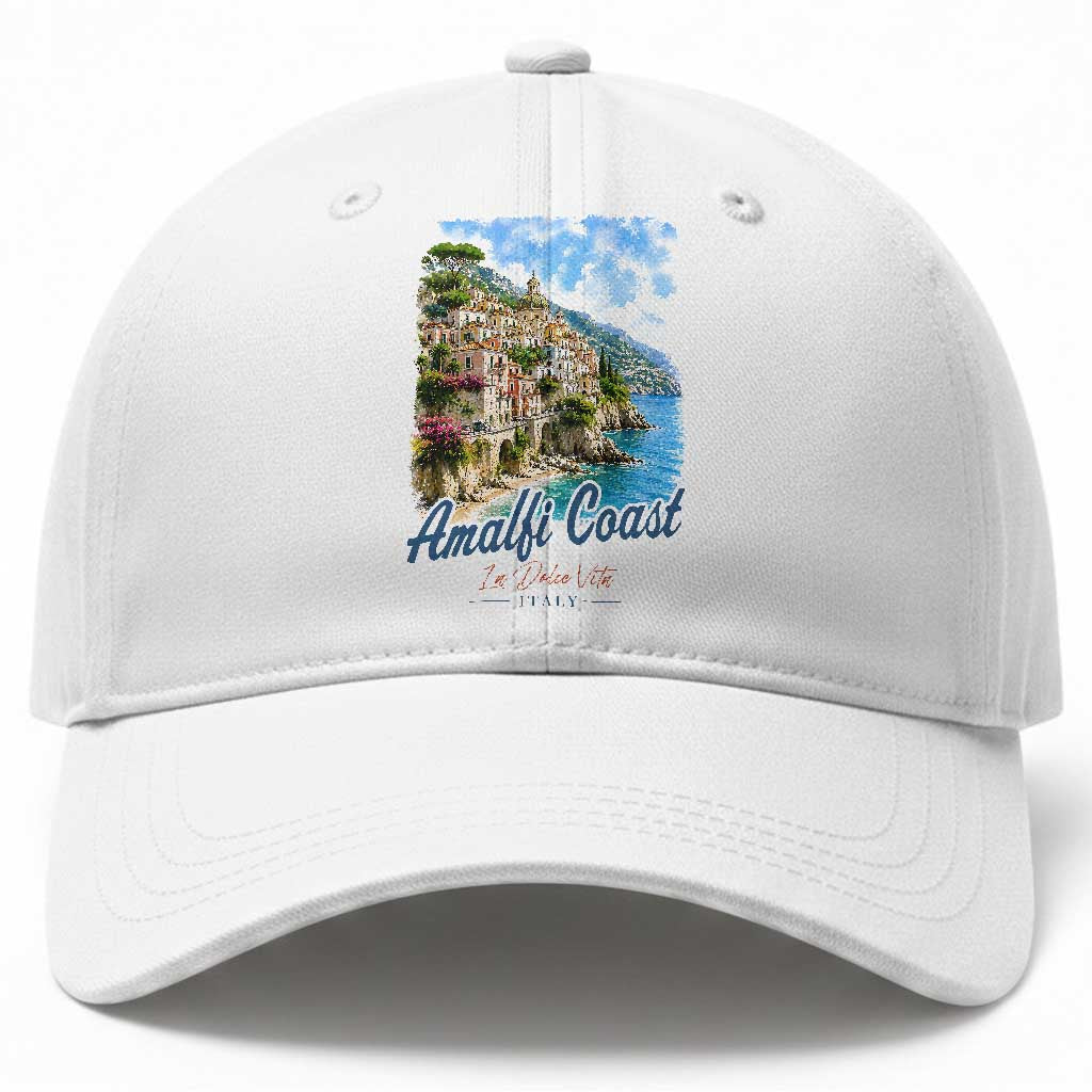 Amalfi Coast Baseball Cap La Dolce Vita Italy Coastal Village Vintage Mediterranean Paradise