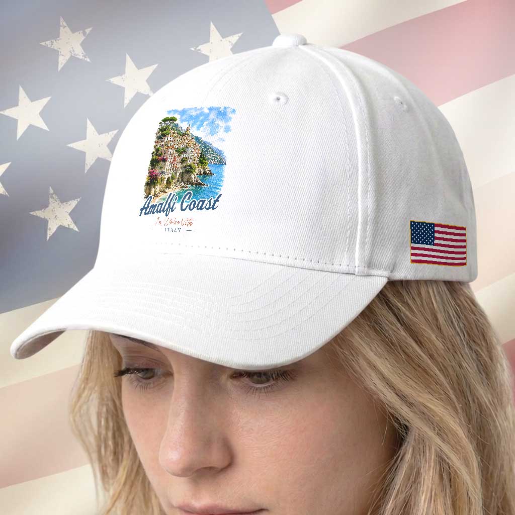 Amalfi Coast Baseball Cap La Dolce Vita Italy Coastal Village Vintage Mediterranean Paradise