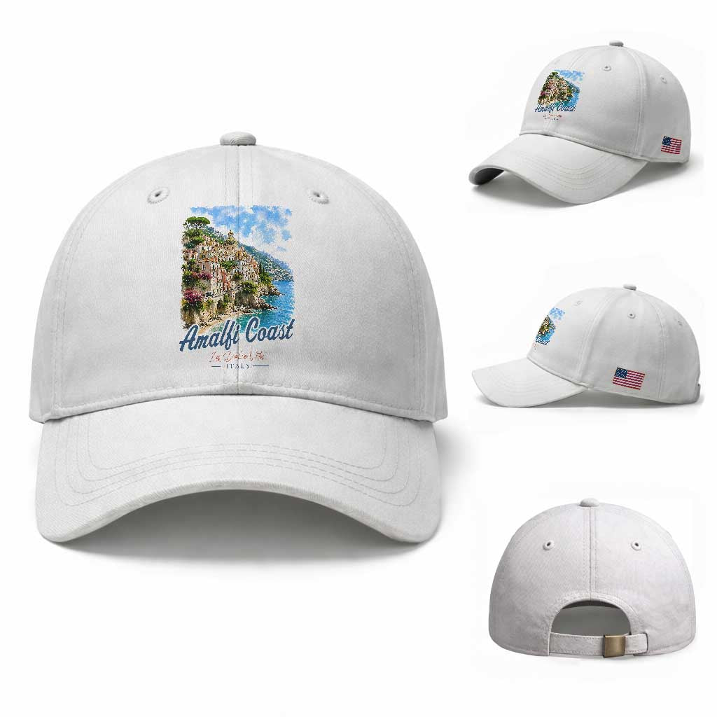 Amalfi Coast Baseball Cap La Dolce Vita Italy Coastal Village Vintage Mediterranean Paradise