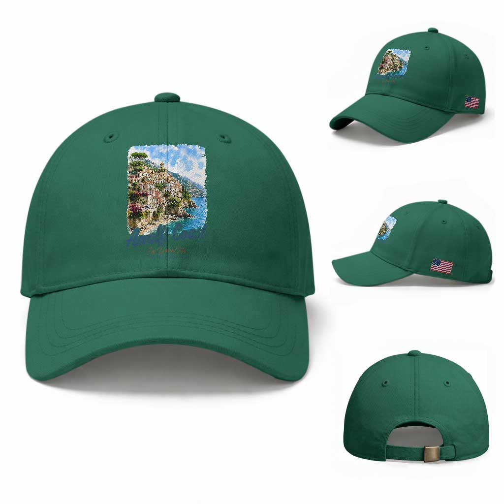 Amalfi Coast Baseball Cap La Dolce Vita Italy Coastal Village Vintage Mediterranean Paradise