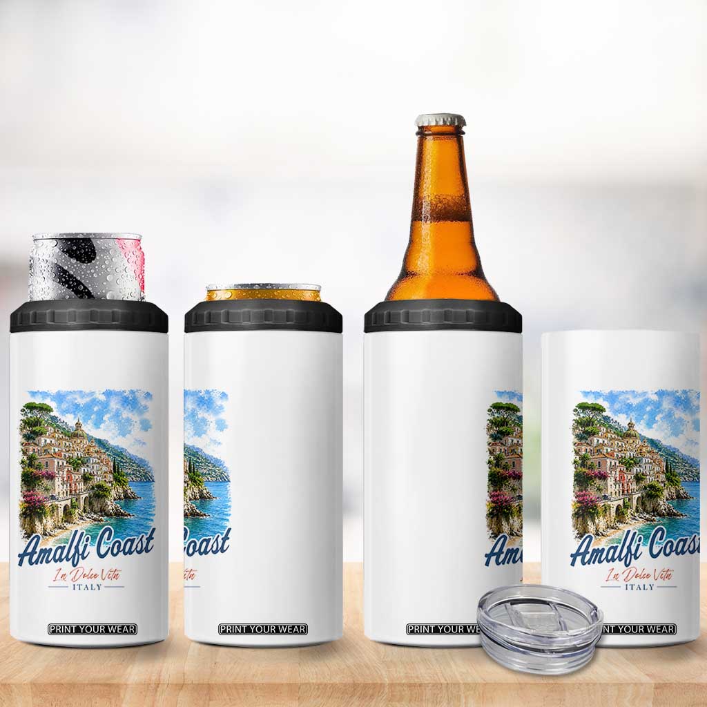 Amalfi Coast 4 in 1 Can Cooler Tumbler La Dolce Vita Italy Coastal Village Vintage Mediterranean Paradise TS10 Print Your Wear