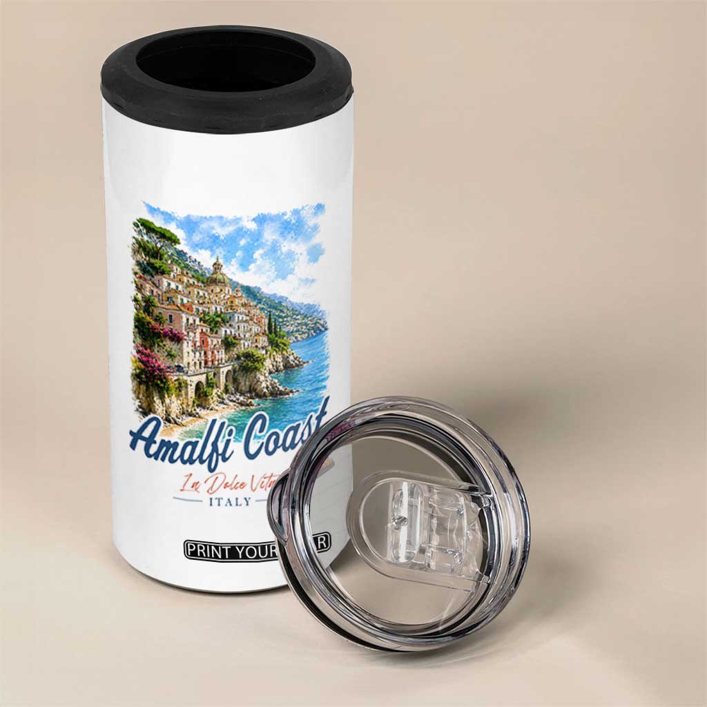 Amalfi Coast 4 in 1 Can Cooler Tumbler La Dolce Vita Italy Coastal Village Vintage Mediterranean Paradise TS10 Print Your Wear