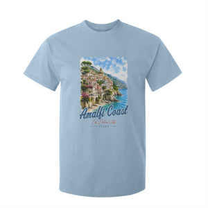 Amalfi Coast T Shirt For Kid La Dolce Vita Italy Coastal Village Vintage Mediterranean Paradise TS10 Light Blue Print Your Wear