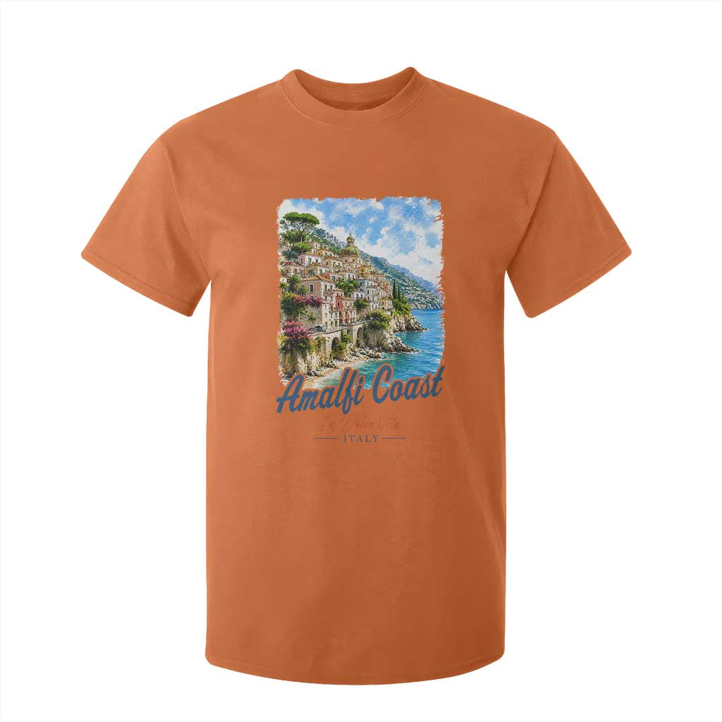 Amalfi Coast T Shirt For Kid La Dolce Vita Italy Coastal Village Vintage Mediterranean Paradise TS10 Orange Print Your Wear