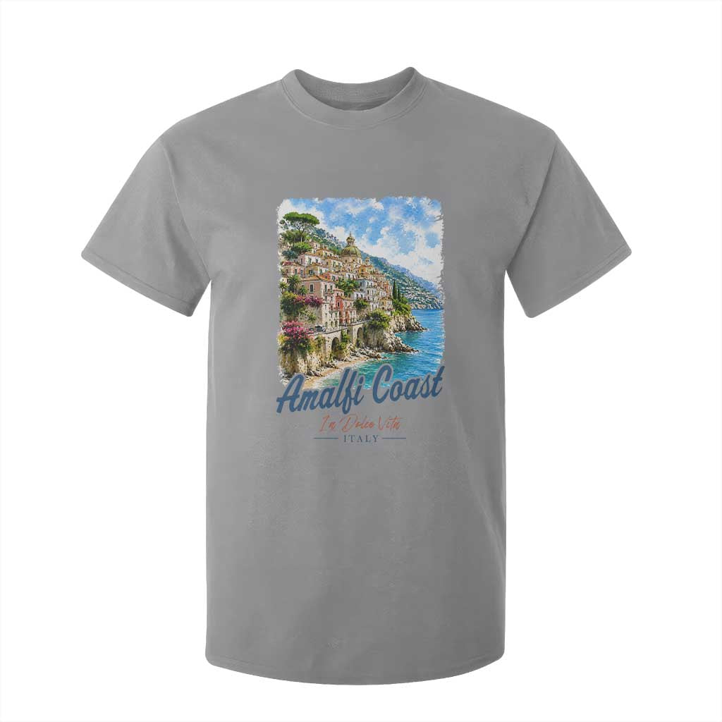 Amalfi Coast T Shirt For Kid La Dolce Vita Italy Coastal Village Vintage Mediterranean Paradise TS10 Sport Gray Print Your Wear