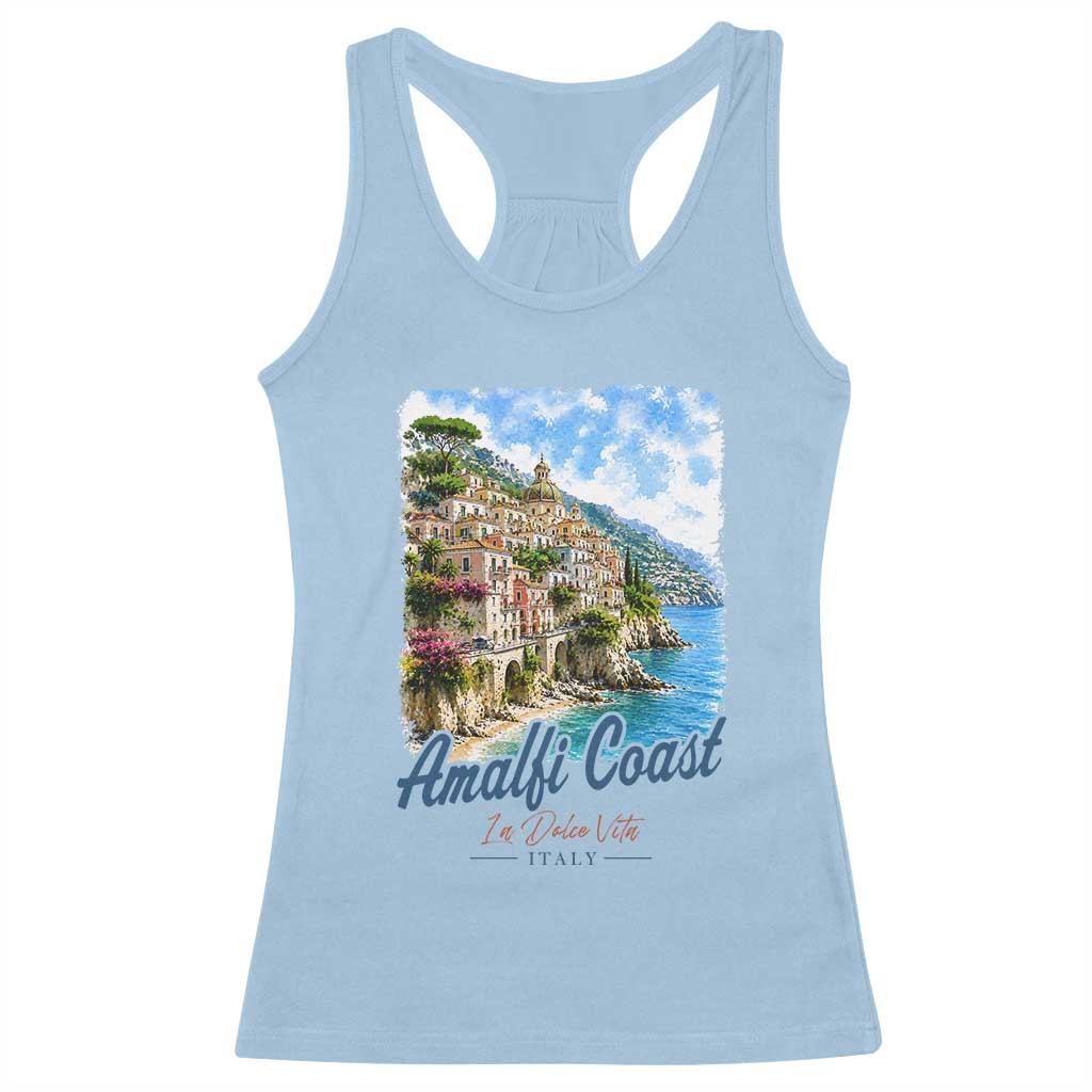 Amalfi Coast Racerback Tank Top La Dolce Vita Italy Coastal Village Vintage Mediterranean Paradise TS10 Light Blue Print Your Wear