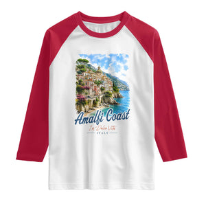 Amalfi Coast Raglan Shirt La Dolce Vita Italy Coastal Village Vintage Mediterranean Paradise TS10 White Red Print Your Wear
