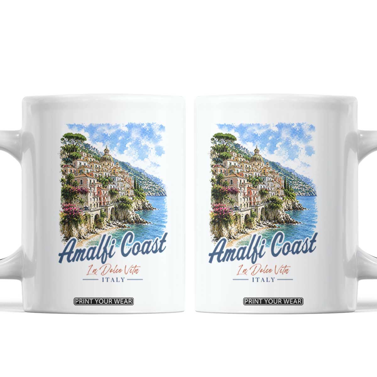 Amalfi Coast Coffee Mug La Dolce Vita Italy Coastal Village Vintage Mediterranean Paradise
