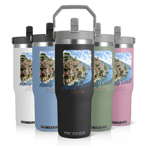 Amalfi Coast Flip Straw Tumbler La Dolce Vita Italy Coastal Village Vintage Mediterranean Paradise TS10 Print Your Wear