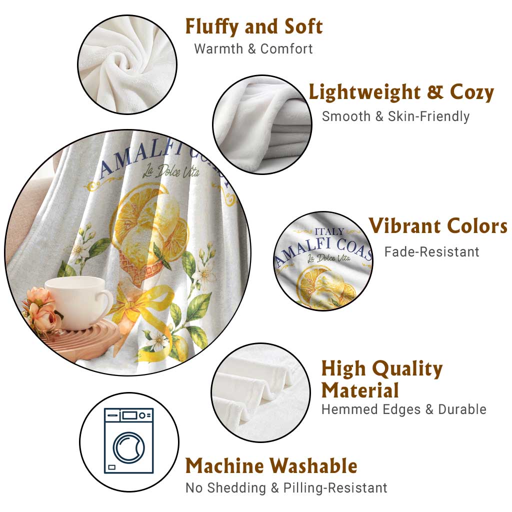 Amalfi Coast Limoncello Gelato Throw Blanket La Dolce Vita Italy Lemon Dessert Summer TS10 Print Your Wear
