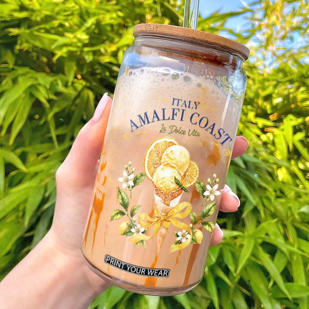 Amalfi Coast Limoncello Gelato Glass Can La Dolce Vita Italy Lemon Dessert Summer TS10 White Print Your Wear