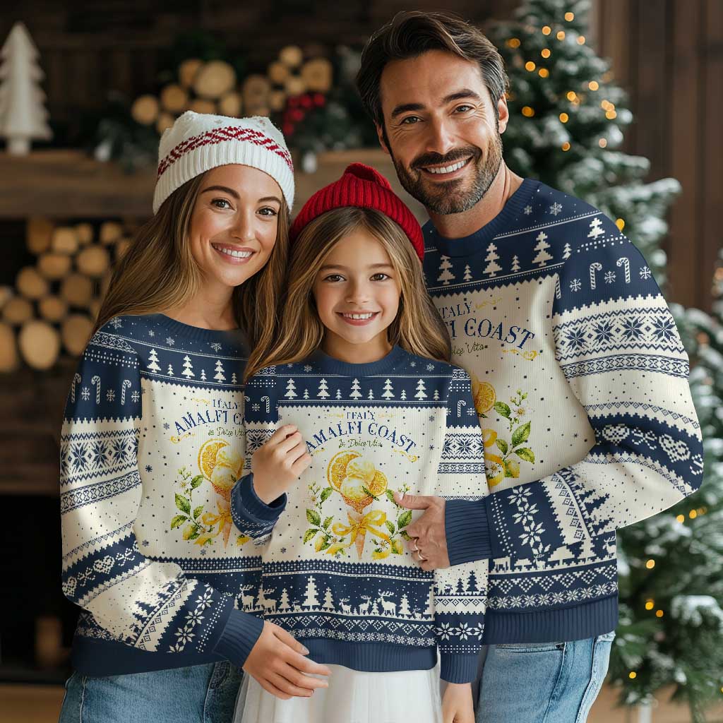 Amalfi Coast Limoncello Gelato Ugly Christmas Sweater La Dolce Vita Italy Lemon Dessert Summer TS10 Beige Navy Print Your Wear