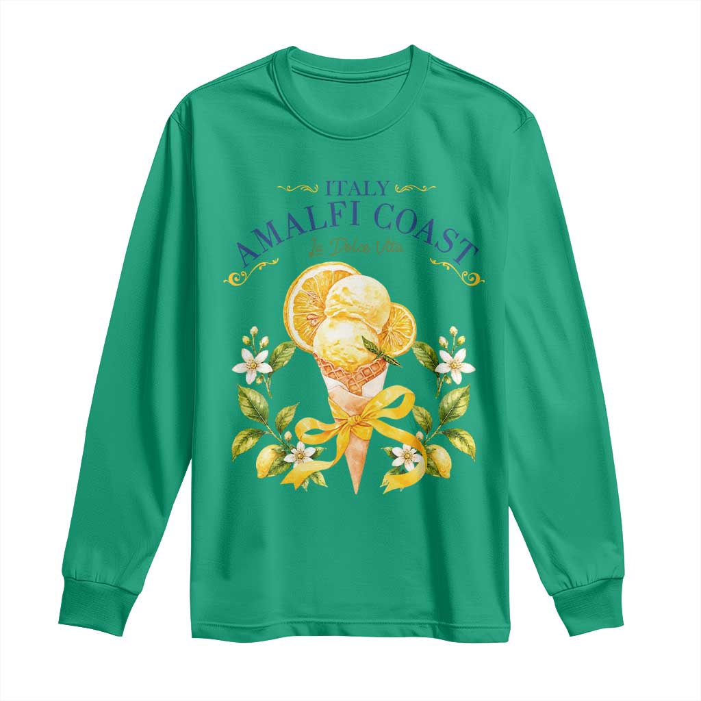 Amalfi Coast Limoncello Gelato Long Sleeve Shirt La Dolce Vita Italy Lemon Dessert Summer TS10 Irish Green Print Your Wear