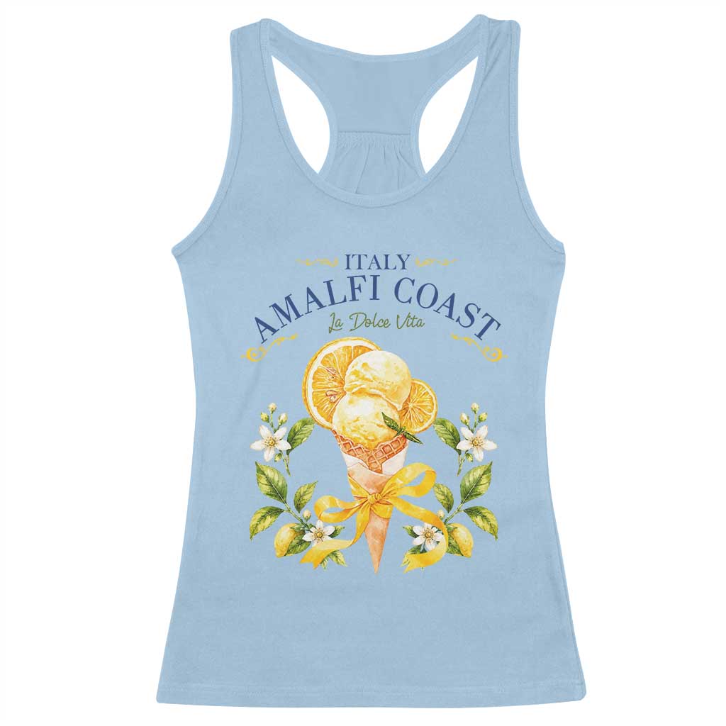 Amalfi Coast Limoncello Gelato Racerback Tank Top La Dolce Vita Italy Lemon Dessert Summer TS10 Light Blue Print Your Wear