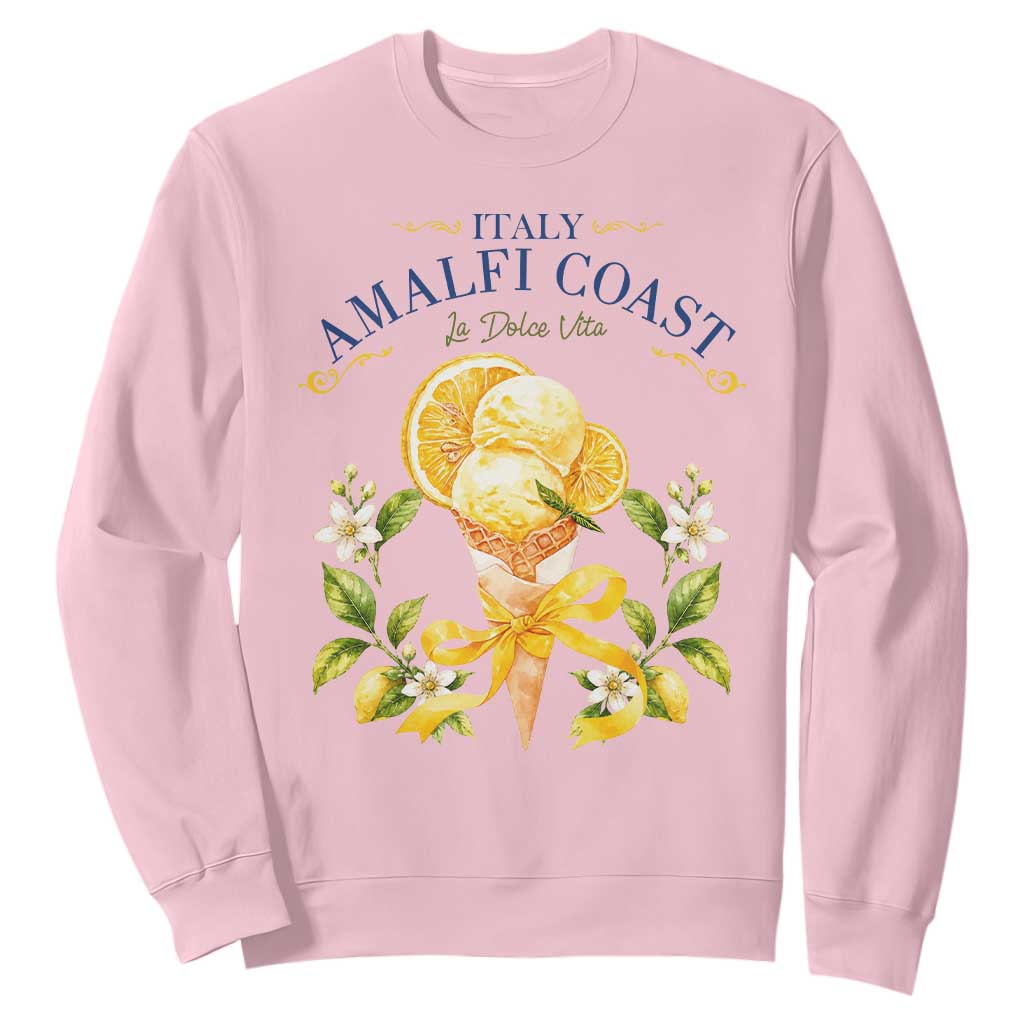 Amalfi Coast Limoncello Gelato Sweatshirt La Dolce Vita Italy Lemon Dessert Summer TS10 Light Pink Print Your Wear