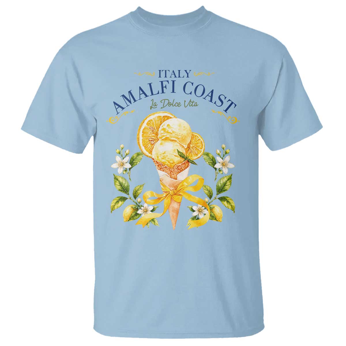 Amalfi Coast Limoncello Gelato T Shirt La Dolce Vita Italy Lemon Dessert Summer TS10 Light Blue Print Your Wear