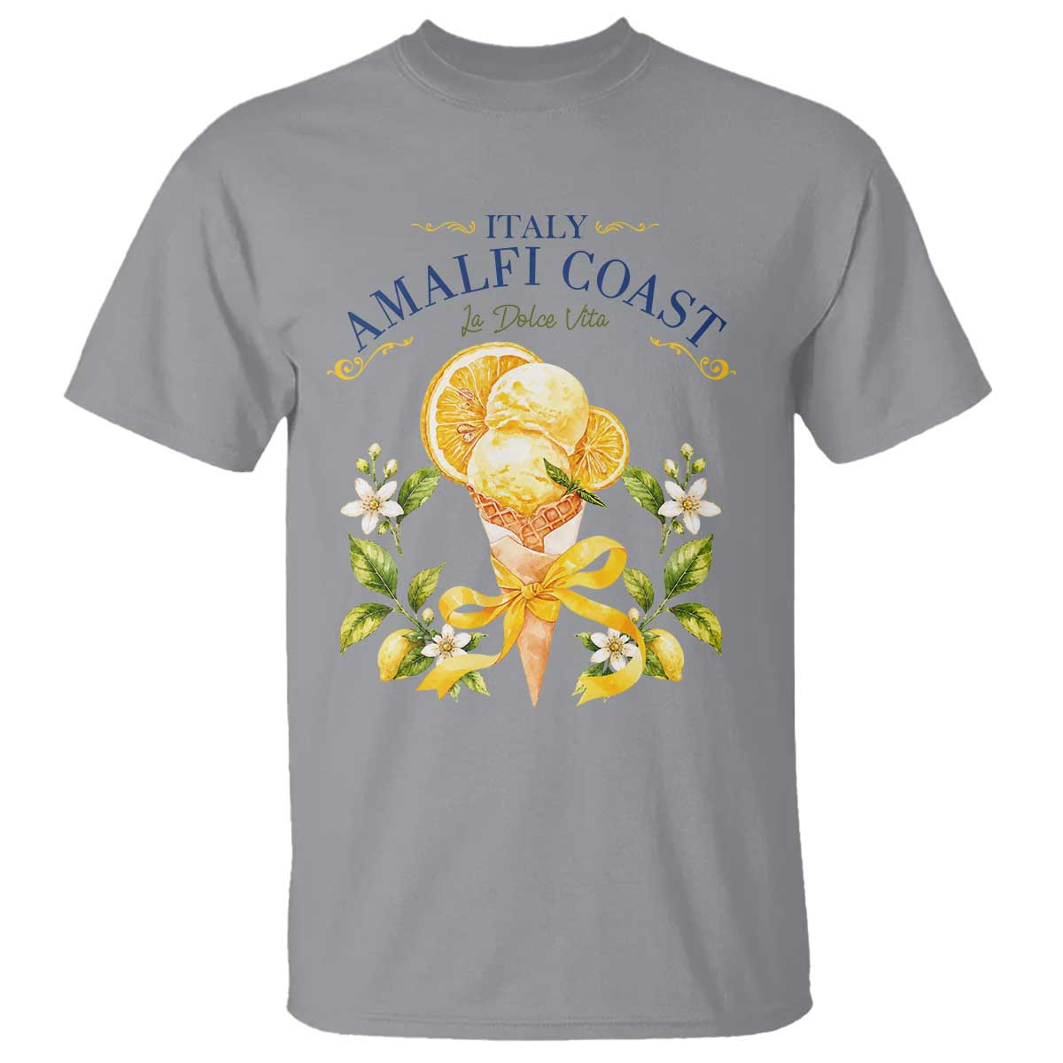 Amalfi Coast Limoncello Gelato T Shirt La Dolce Vita Italy Lemon Dessert Summer TS10 Sport Gray Print Your Wear