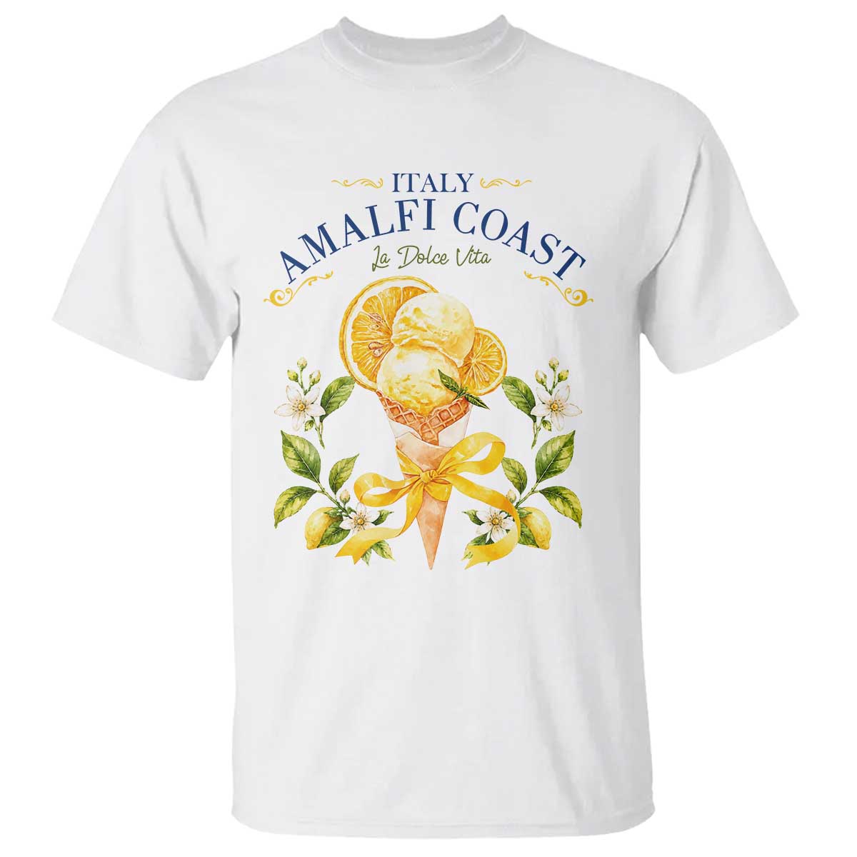 Amalfi Coast Limoncello Gelato T Shirt La Dolce Vita Italy Lemon Dessert Summer TS10 White Print Your Wear
