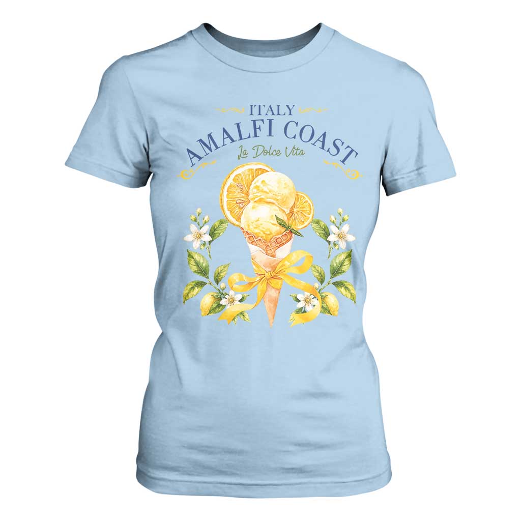 Amalfi Coast Limoncello Gelato T Shirt For Women La Dolce Vita Italy Lemon Dessert Summer TS10 Light Blue Print Your Wear