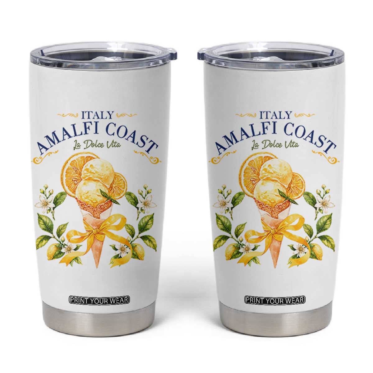 Amalfi Coast Limoncello Gelato Tumbler Cup La Dolce Vita Italy Lemon Dessert Summer TS10 White Print Your Wear