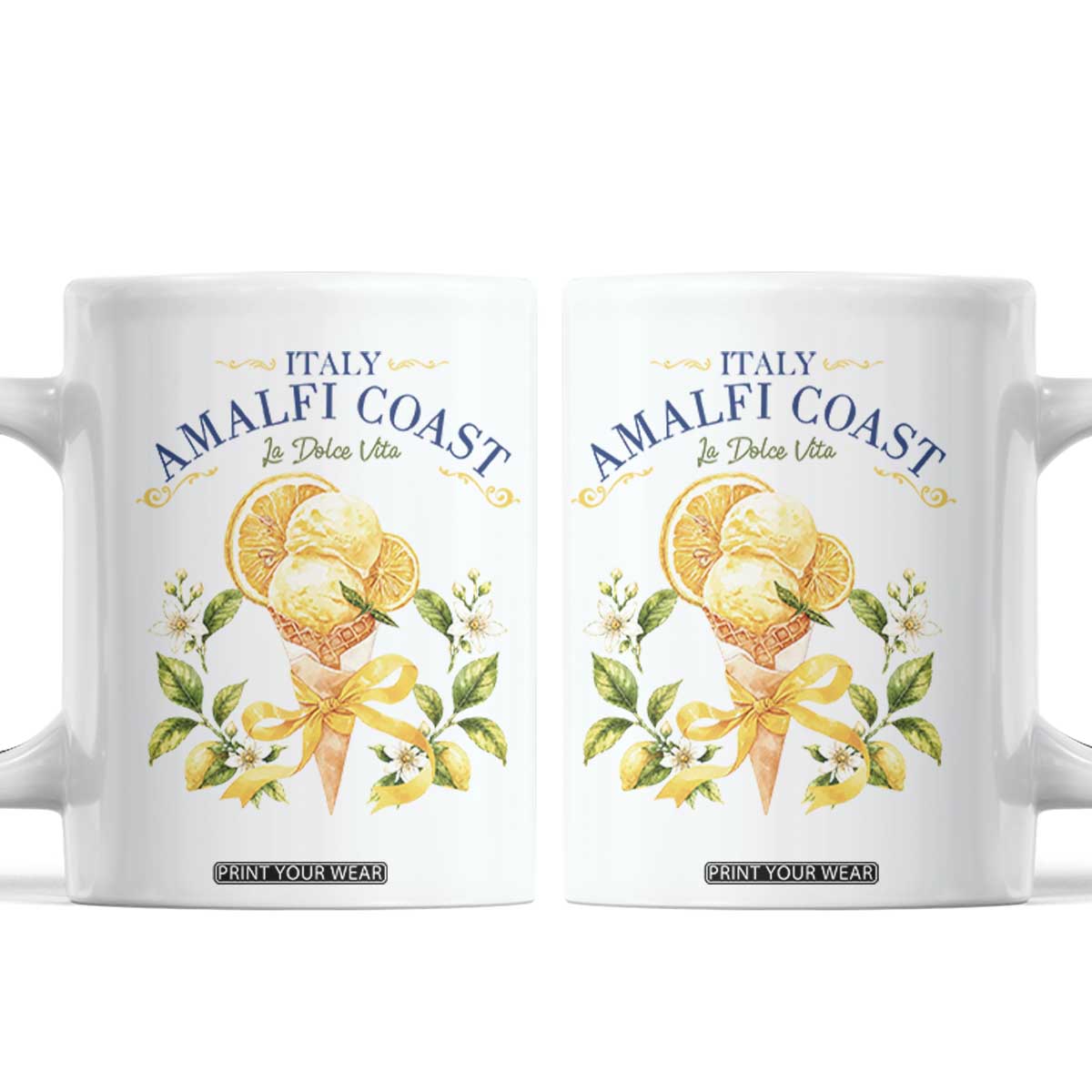 Amalfi Coast Limoncello Gelato Coffee Mug La Dolce Vita Italy Lemon Dessert Summer
