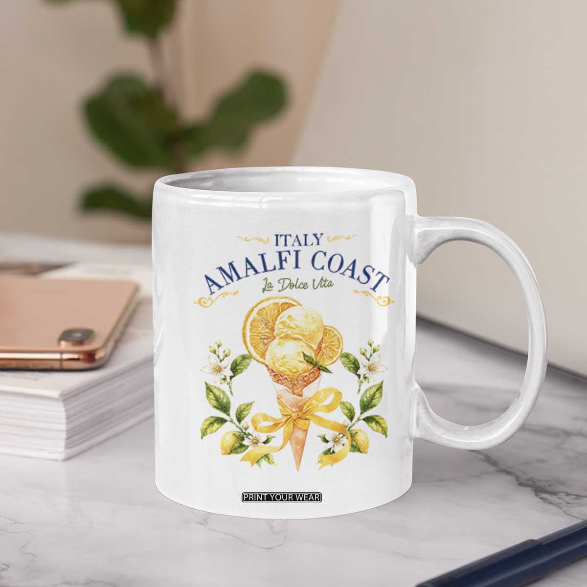 Amalfi Coast Limoncello Gelato Coffee Mug La Dolce Vita Italy Lemon Dessert Summer TS10 Print Your Wear